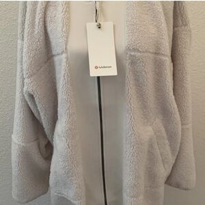 Lululemon Off White Collarless Fleece Opal Sherpa Jacket Coat 12 Large L New NWT